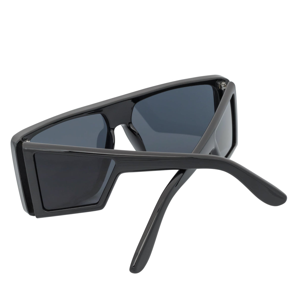 WINDOW - Large Shield Side Cover Square Sunglasses Black Dark Smoke Lens