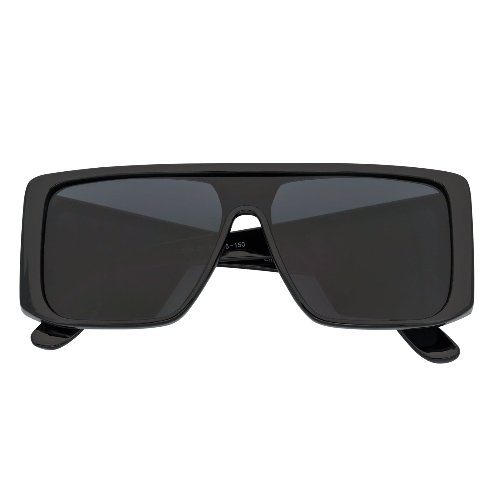 WINDOW - Large Shield Side Cover Square Sunglasses Black Dark Smoke Lens