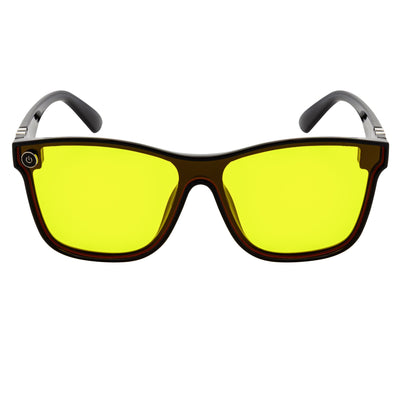 ZENITH - Mono Lens Shield Horn Rimmed Sunglasses Black Yellow