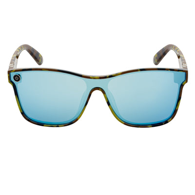 ZENITH - Mono Lens Shield Horn Rimmed Sunglasses Camo Blue Mirror