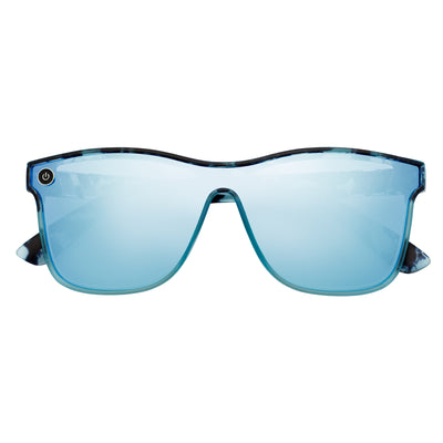 ZENITH - Mono Lens Shield Horn Rimmed Sunglasses Tortoise Blue Mirror