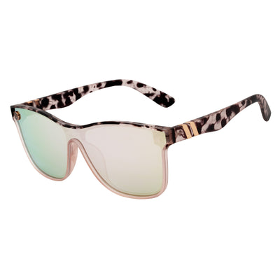 ZENITH - Mono Lens Shield Horn Rimmed Sunglasses Tortoise Pink Mirror