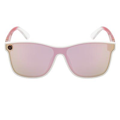 ZENITH - Mono Lens Shield Horn Rimmed Sunglasses White Red Pink Mirror