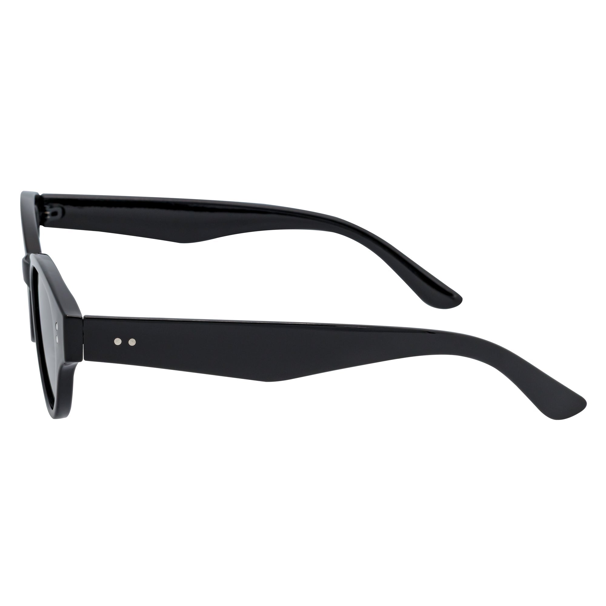 ZION - Small Oval Cat Eye Sunglasses Black Smoke