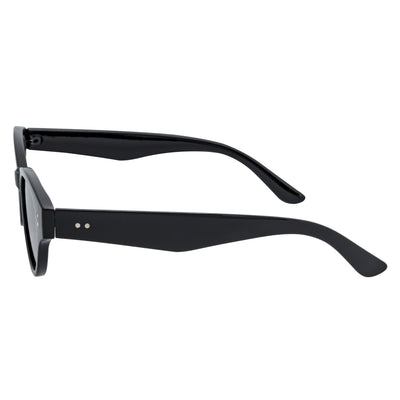 ZION - Small Oval Cat Eye Sunglasses Black Smoke