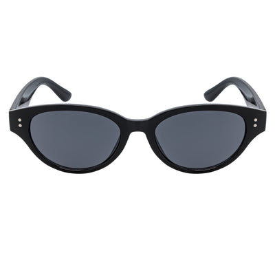 ZION - Small Oval Cat Eye Sunglasses Black Smoke