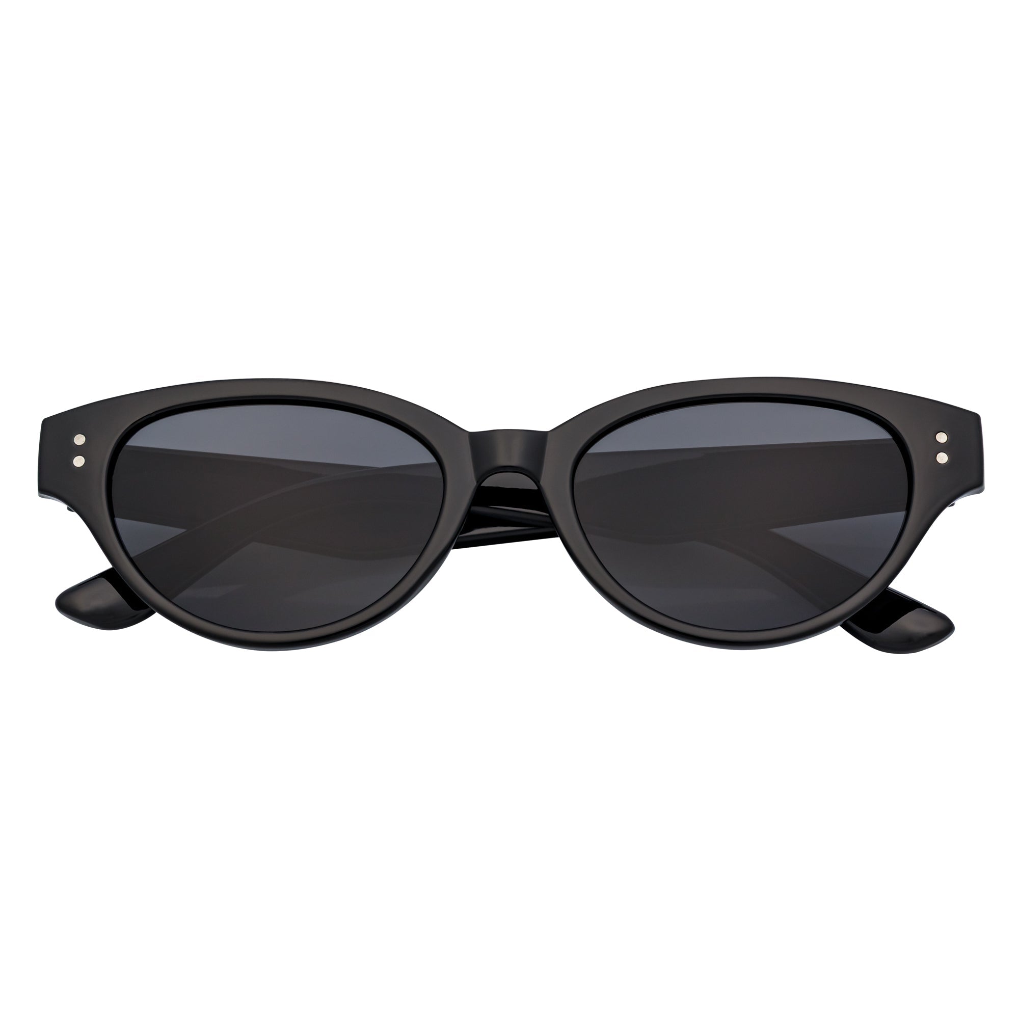ZION - Small Oval Cat Eye Sunglasses Black Smoke