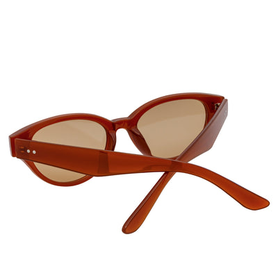 ZION - Small Oval Cat Eye Sunglasses Brown Light-Tan