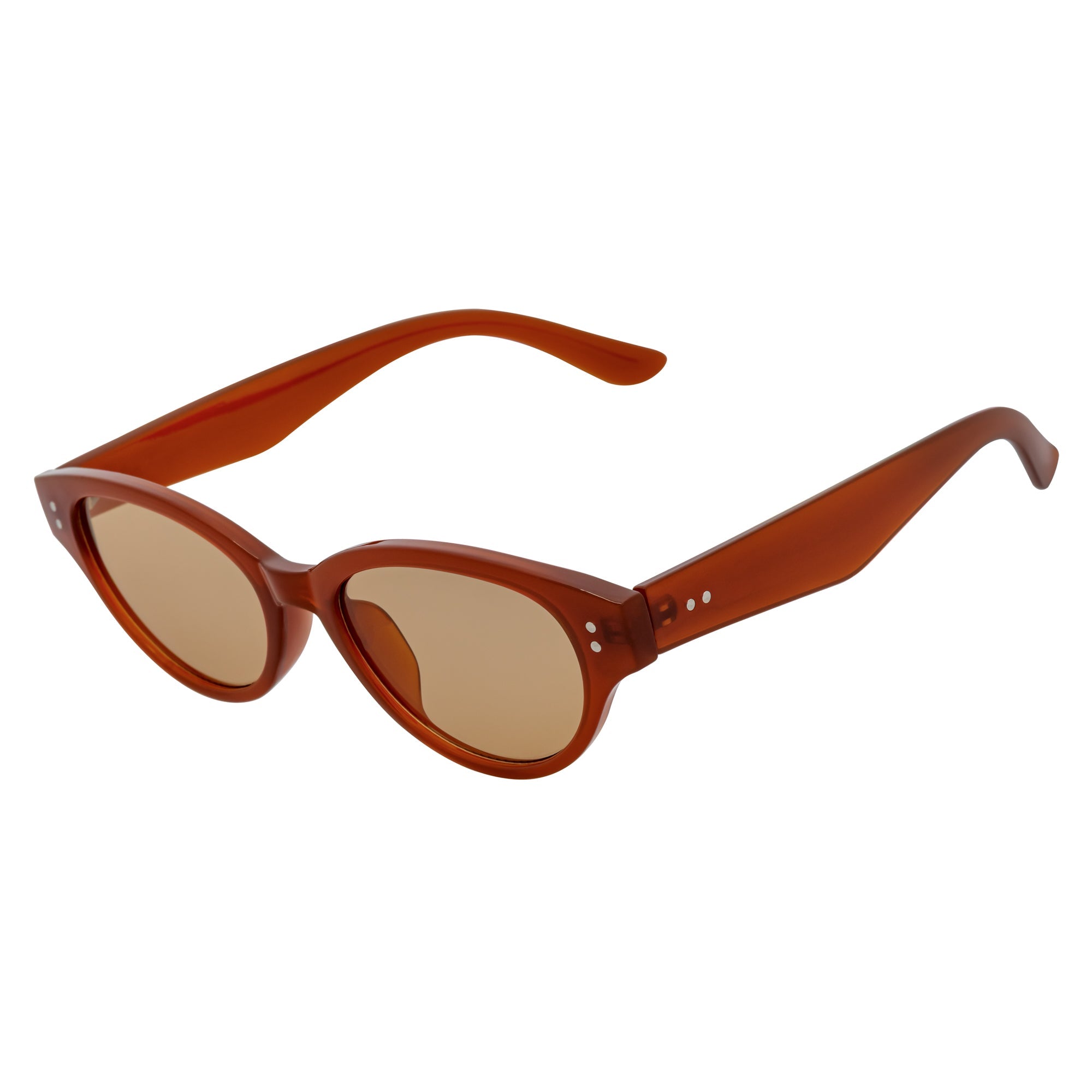 ZION - Small Oval Cat Eye Sunglasses Brown Light-Tan
