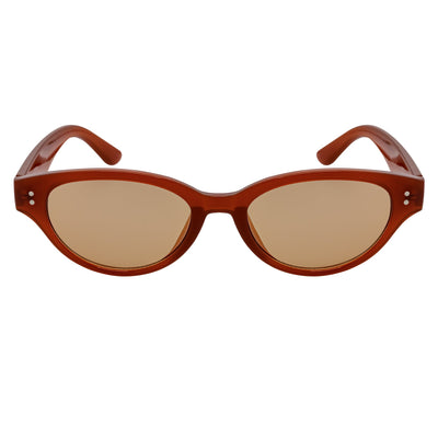 ZION - Small Oval Cat Eye Sunglasses Brown Light-Tan