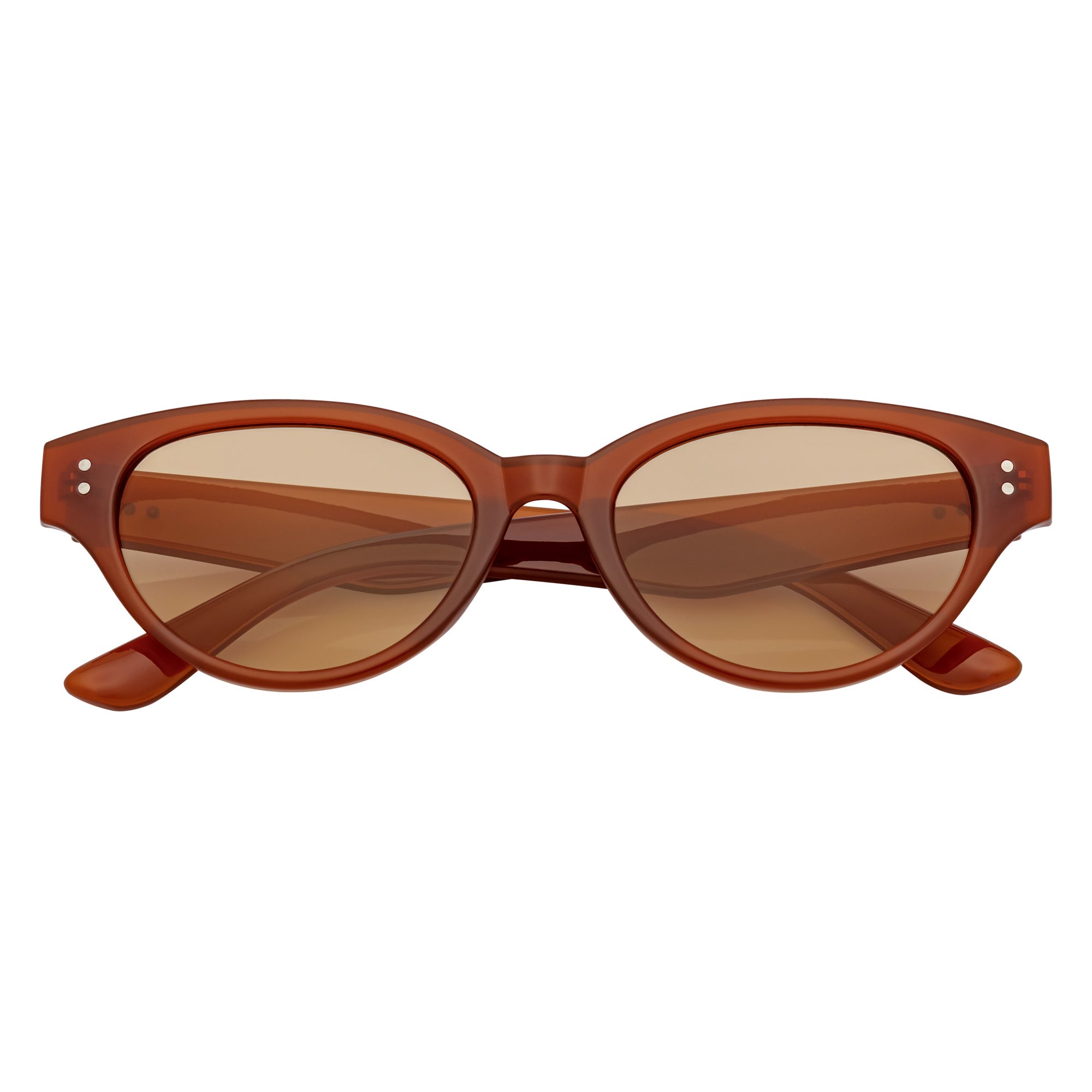 ZION - Small Oval Cat Eye Sunglasses Brown Light-Tan