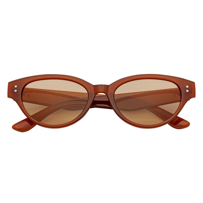 ZION - Small Oval Cat Eye Sunglasses Brown Light-Tan