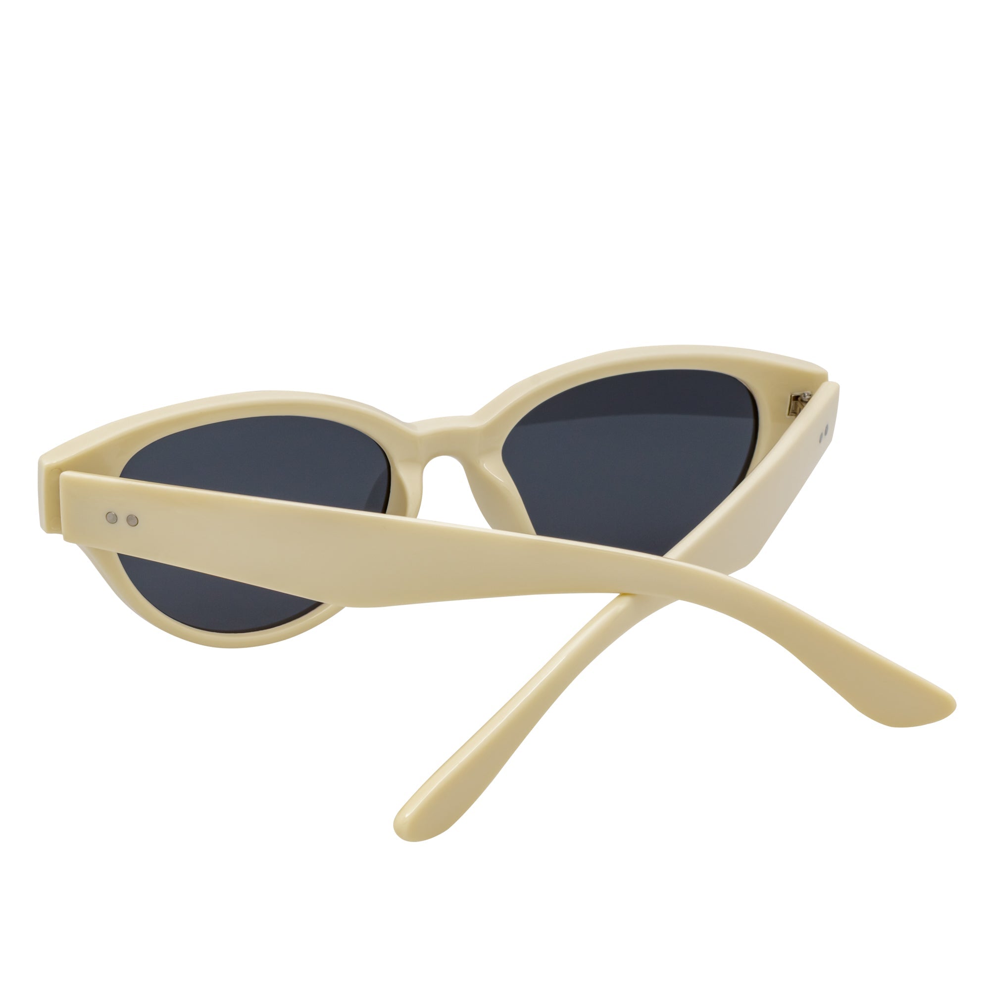 ZION - Small Oval Cat Eye Sunglasses Creme Smoke