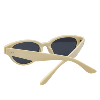 ZION - Small Oval Cat Eye Sunglasses Creme Smoke