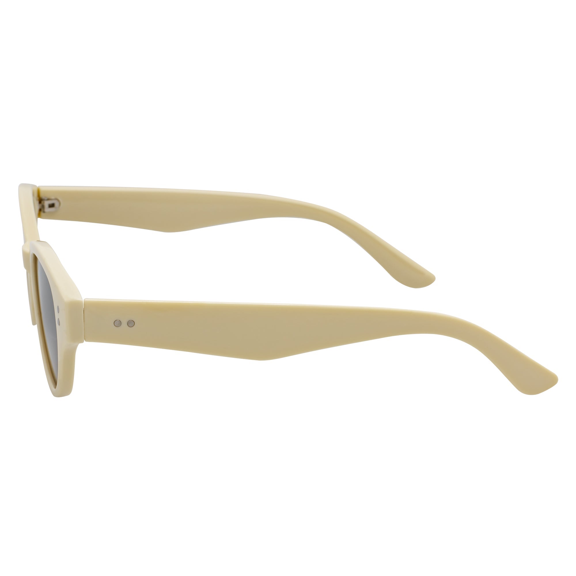 ZION - Small Oval Cat Eye Sunglasses Creme Smoke