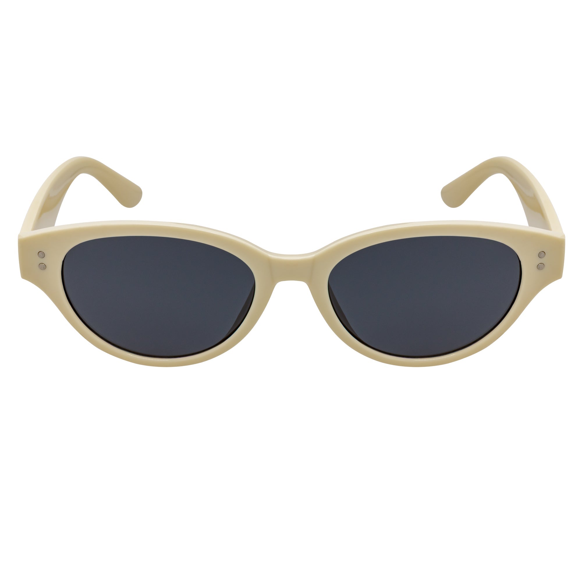 ZION - Small Oval Cat Eye Sunglasses Creme Smoke