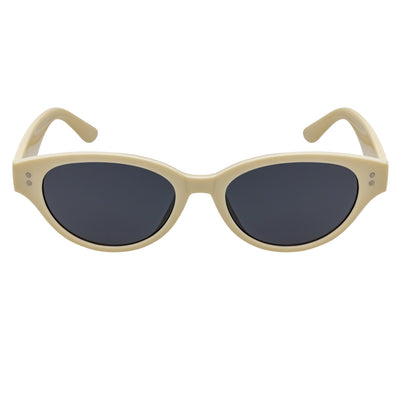 ZION - Small Oval Cat Eye Sunglasses Creme Smoke