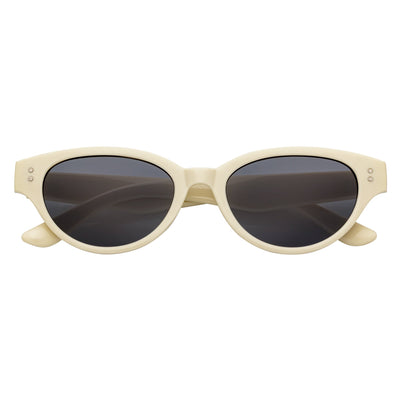 ZION - Small Oval Cat Eye Sunglasses Creme Smoke