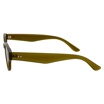 ZION - Small Oval Cat Eye Sunglasses Olive Light-Tan