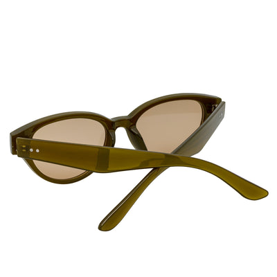 ZION - Small Oval Cat Eye Sunglasses Olive Light-Tan