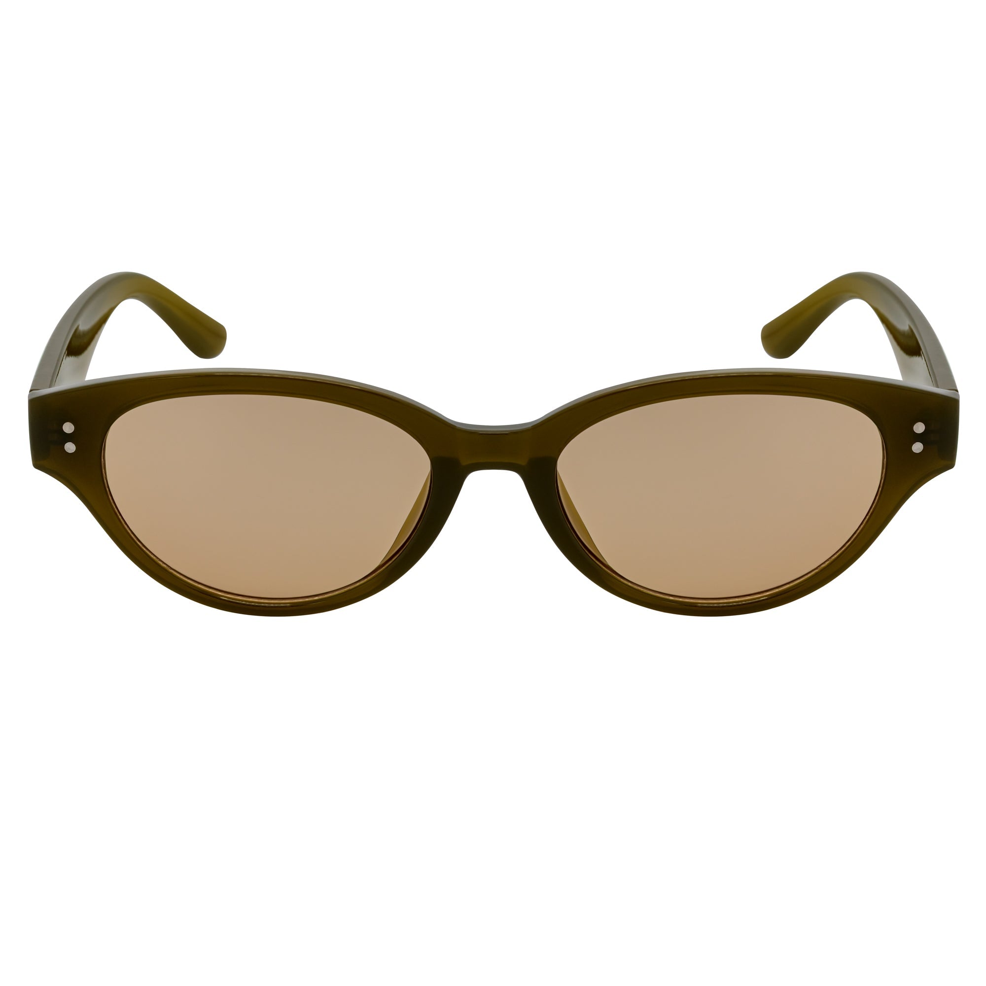 ZION - Small Oval Cat Eye Sunglasses Olive Light-Tan