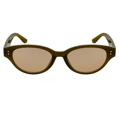 ZION - Small Oval Cat Eye Sunglasses Olive Light-Tan